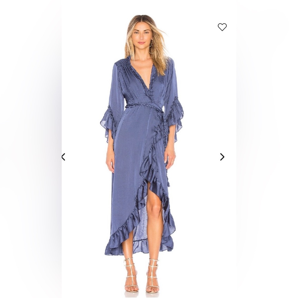 MISA Los Angeles Blue Ruffle Wrap Alina dress NWT's sz xs-s